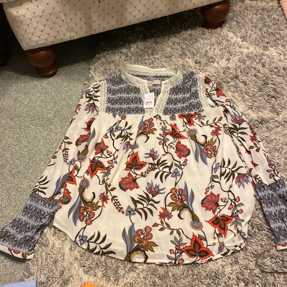 Loft blouse NWT lace trim